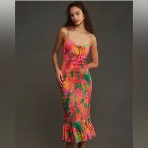 NWT Farm Rio ruched tie-front midi dress size Large